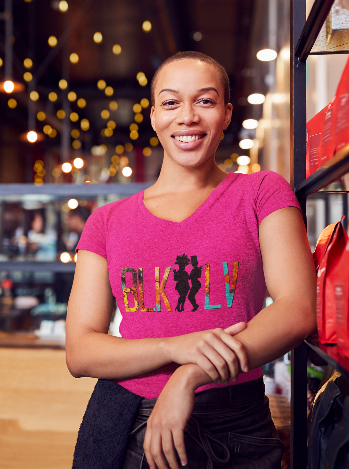 BLK BAPS LV Ladies V-Neck Tee